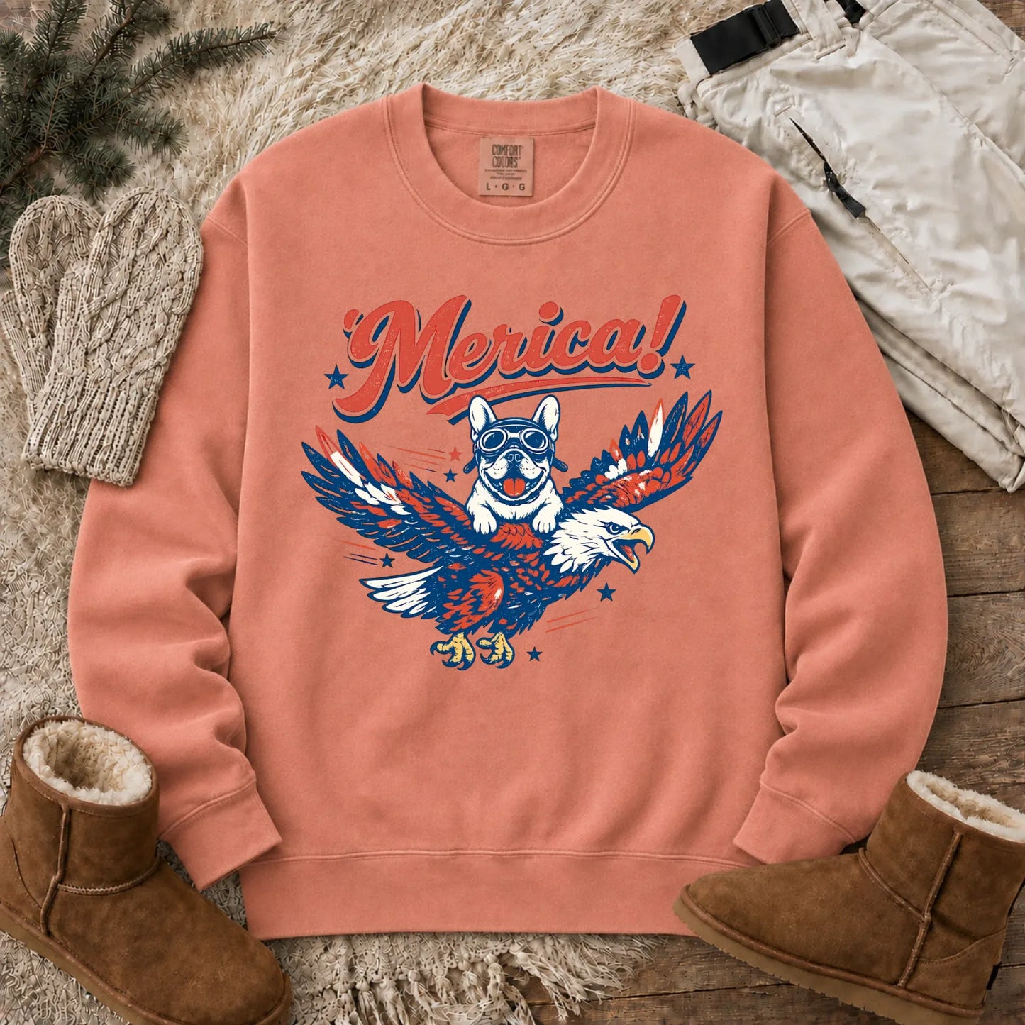 Custom Frenchie America Birthday Unisex Sweatshirt Terracotta