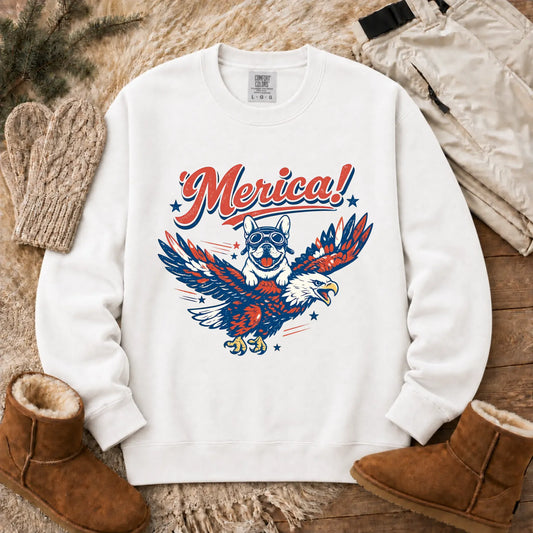 Custom Frenchie America Birthday Unisex Sweatshirt White