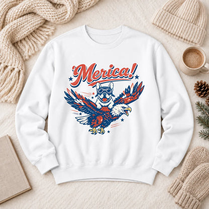 Custom Frenchie America Birthday Unisex Sweatshirt White