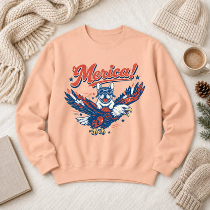 Custom Frenchie America Birthday Unisex Sweatshirt Peachy