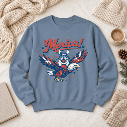 Custom Frenchie America Birthday Unisex Sweatshirt Blue Jean