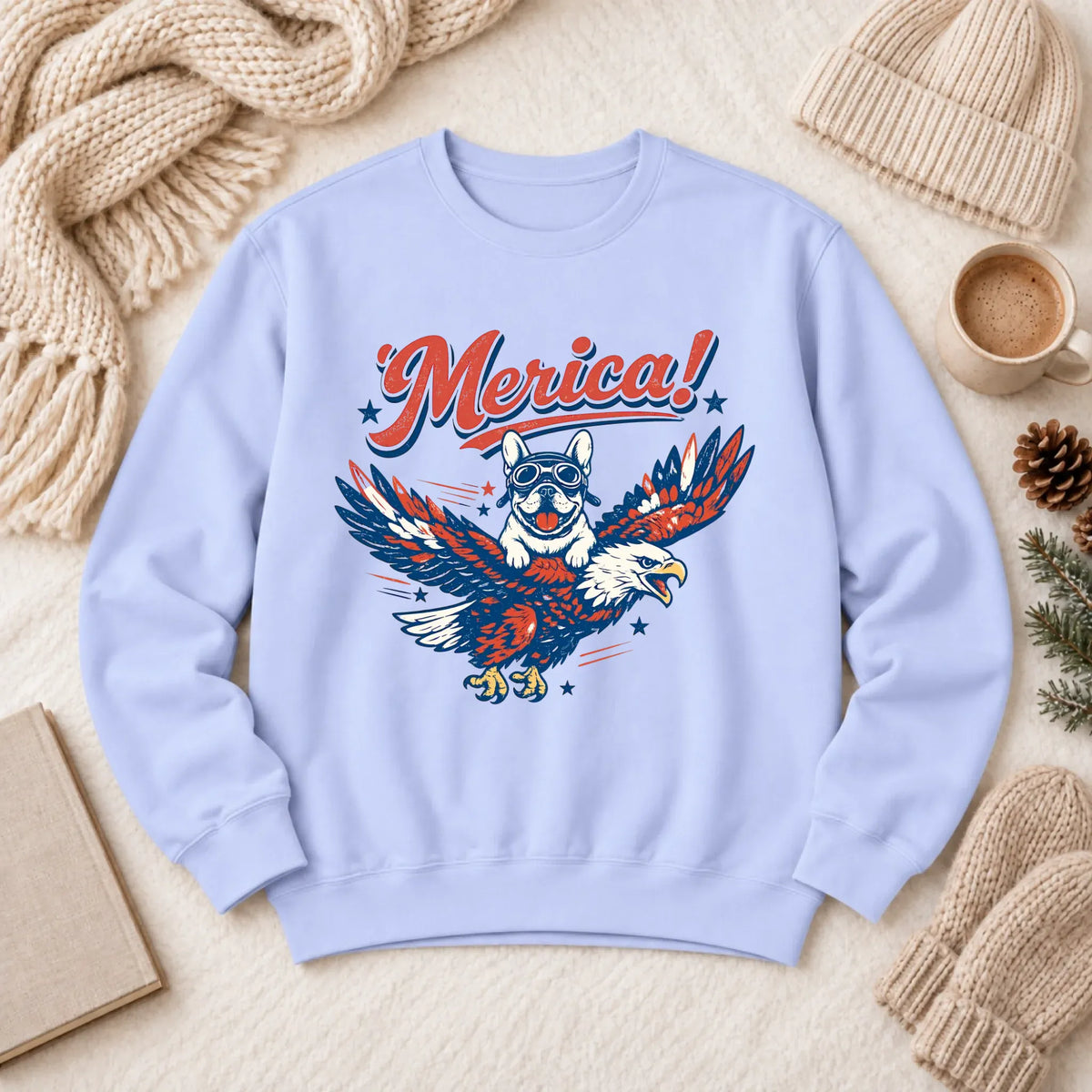 Custom Frenchie America Birthday Unisex Sweatshirt Hydrangea