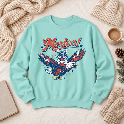 Custom Frenchie America Birthday Unisex Sweatshirt Chalky Mint