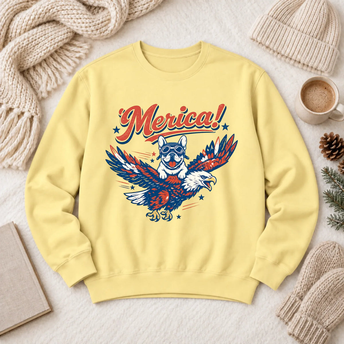 Custom Frenchie America Birthday Unisex Sweatshirt Butter