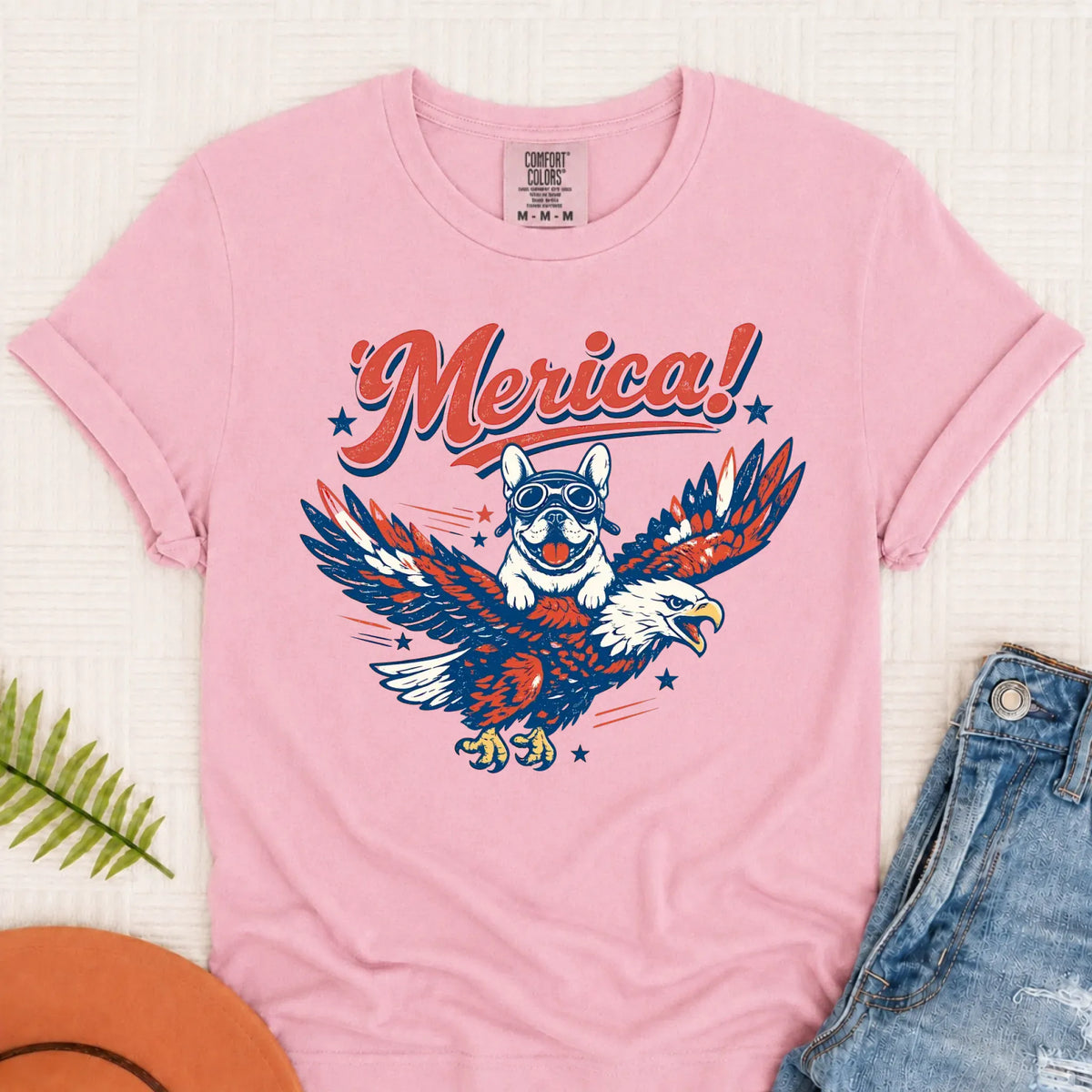 Custom Frenchie America Eagle Unisex TShirt Blossom