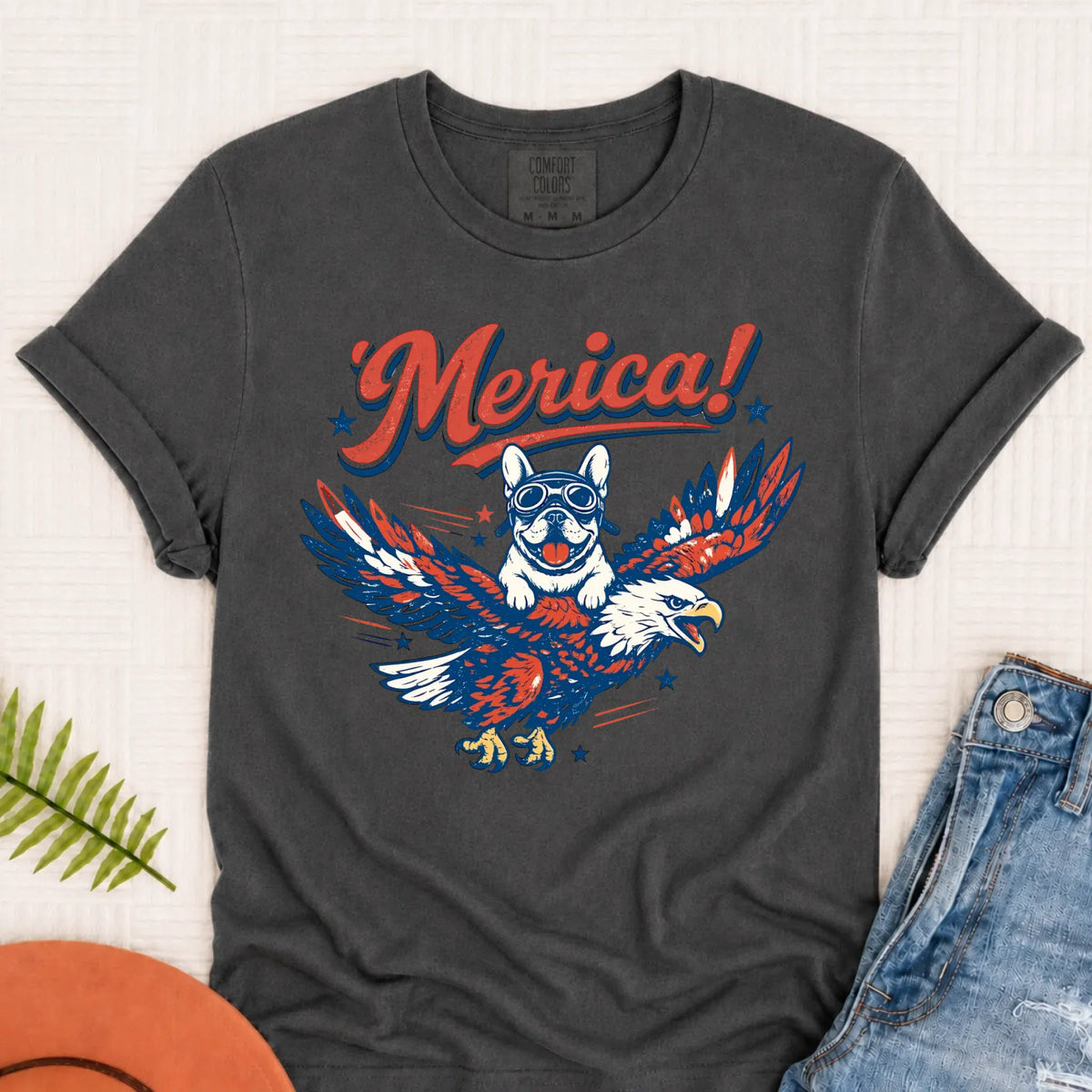 Custom Frenchie America Eagle Unisex TShirt Pepper