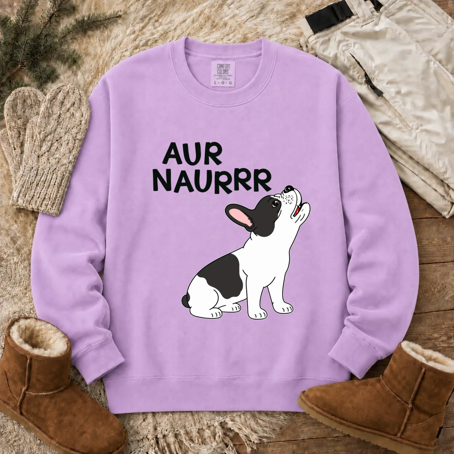 Custom Frenchie Aur Naur Funny Unisex Sweatshirt Orchid
