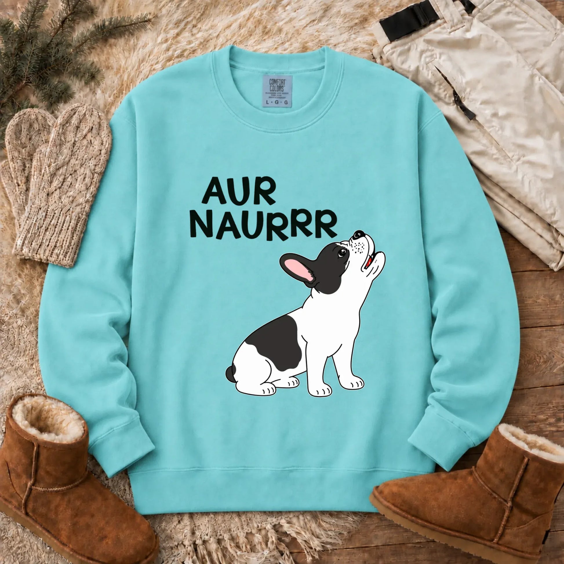 Custom Frenchie Aur Naur Funny Unisex Sweatshirt Chalky Mint
