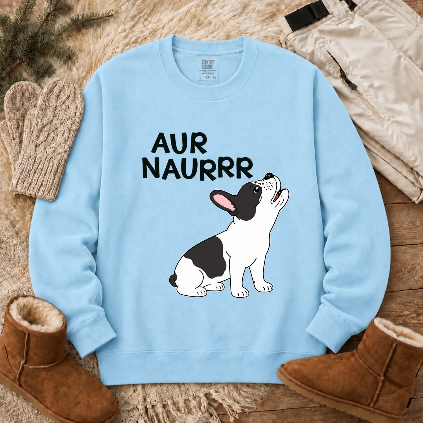 Custom Frenchie Aur Naur Funny Unisex Sweatshirt Chambray