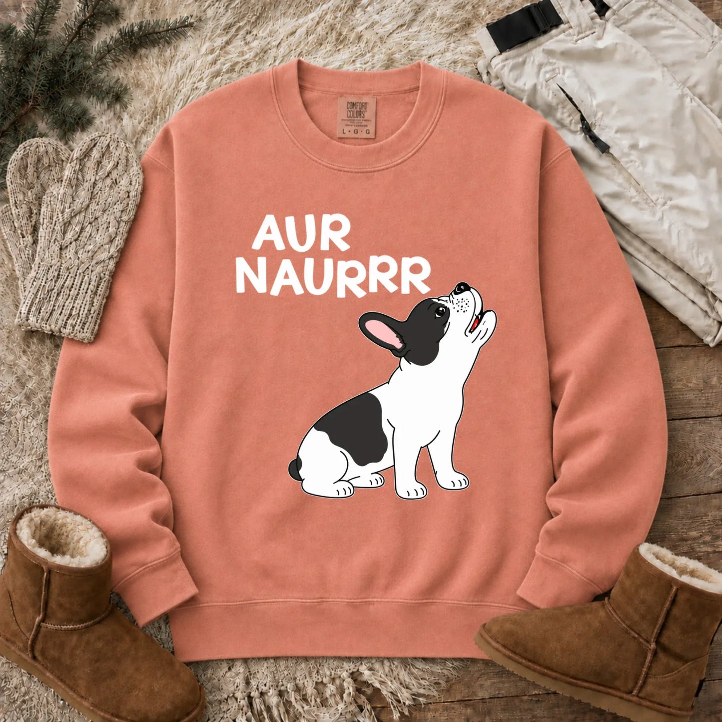 Custom Frenchie Aur Naur Funny Unisex Sweatshirt Terracotta