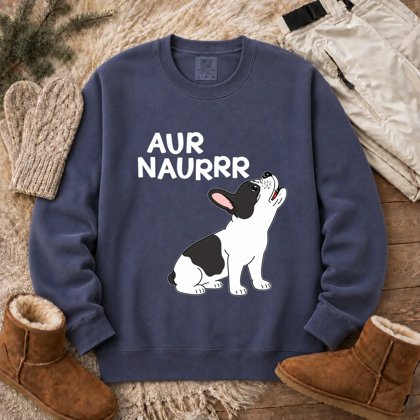 Custom Frenchie Aur Naur Funny Unisex Sweatshirt Denim