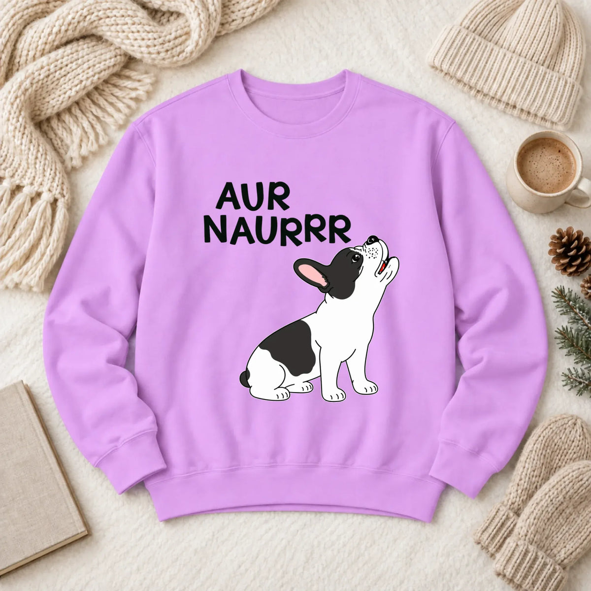 Custom Frenchie Aur Naur Funny Unisex Sweatshirt Neon Violet