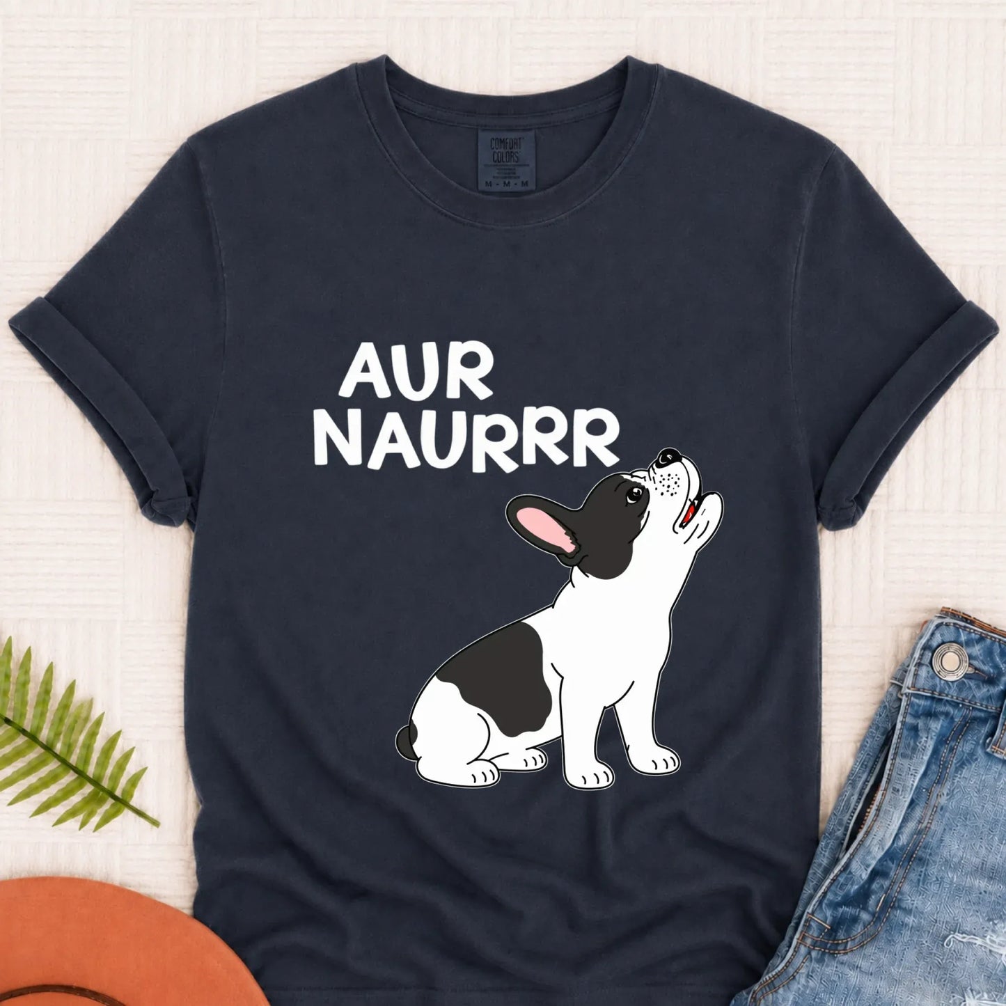 Custom Frenchie Aur Naur Funny Unisex TShirt Navy