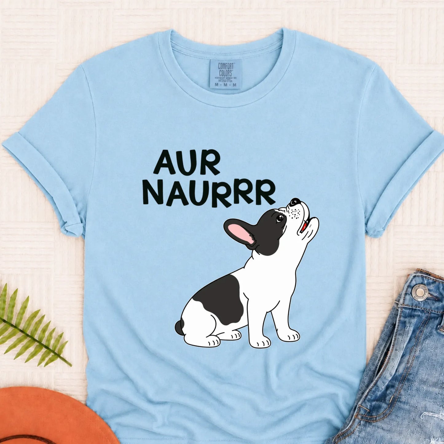 Custom Frenchie Aur Naur Funny Unisex TShirt Chambray