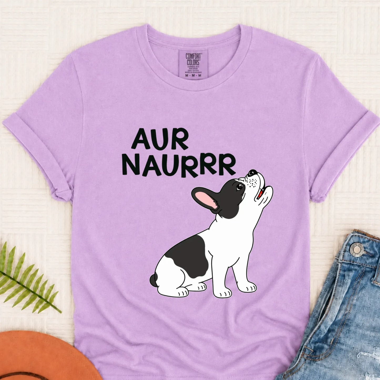 Custom Frenchie Aur Naur Funny Unisex TShirt Orchid