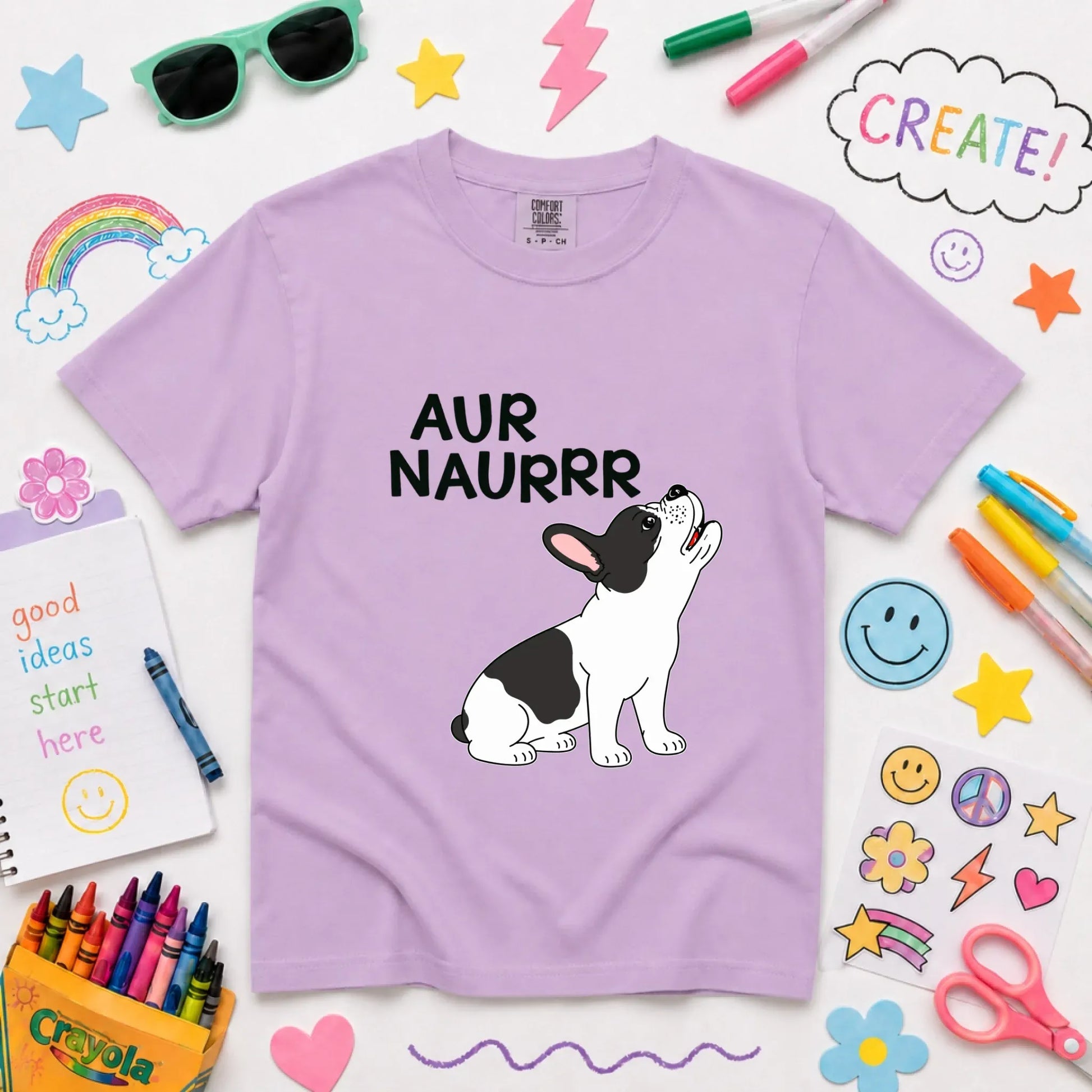 Custom Frenchie Aur Naur Funny YOUTH Unisex TShirt Orchid