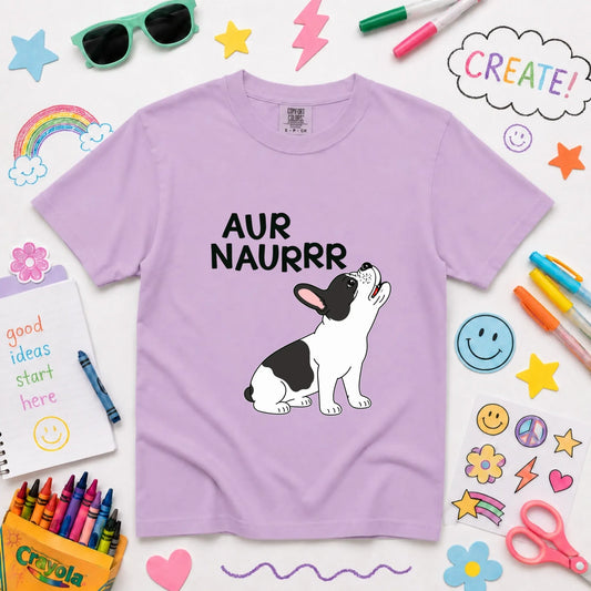 Custom Frenchie Aur Naur Funny YOUTH Unisex TShirt Orchid