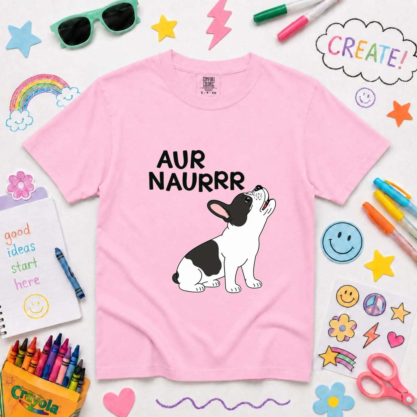 Custom Frenchie Aur Naur Funny YOUTH Unisex TShirt Blossom