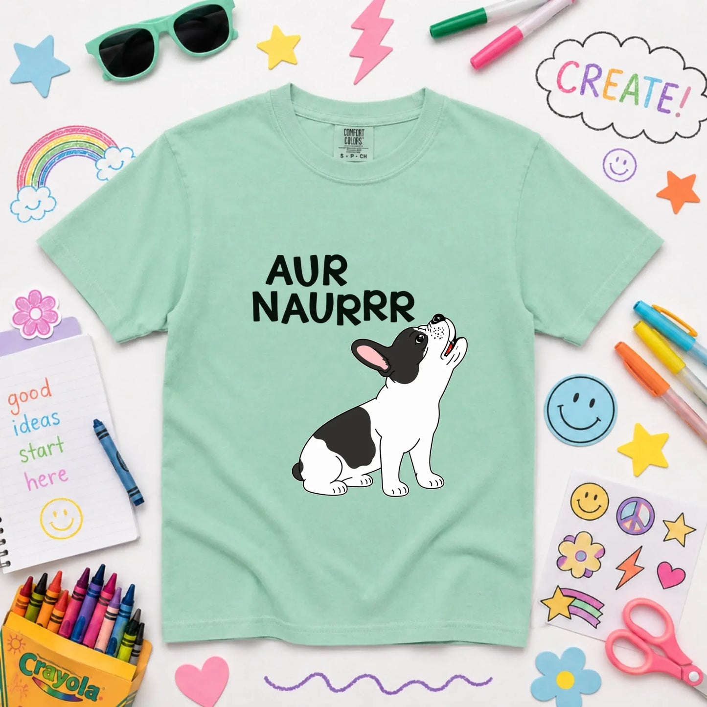 Custom Frenchie Aur Naur Funny YOUTH Unisex TShirt Island Reef