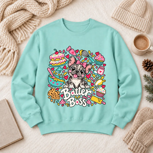 Custom Frenchie Baker Baking Unisex Sweatshirt Chalky Mint