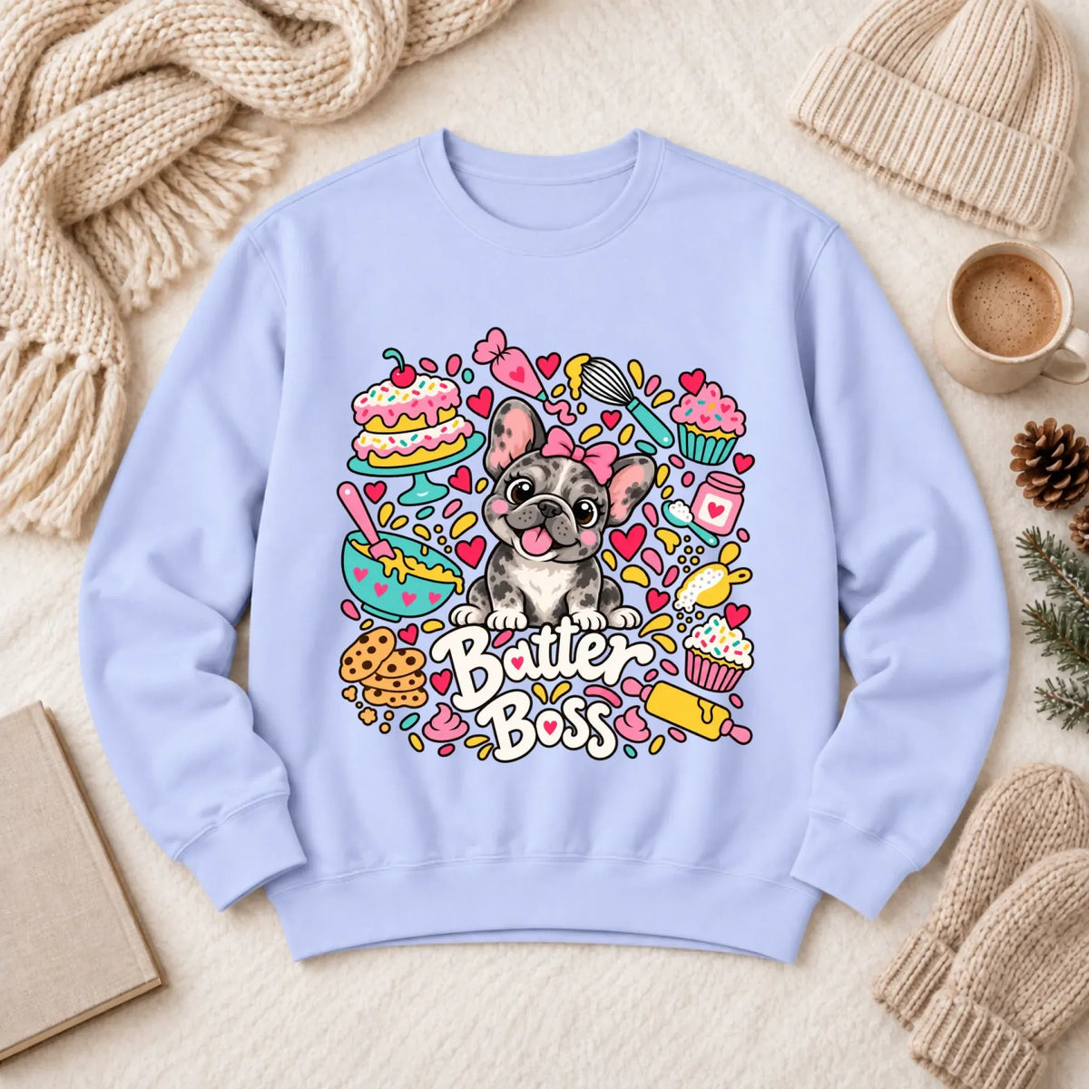 Custom Frenchie Baker Baking Unisex Sweatshirt Hydrangea