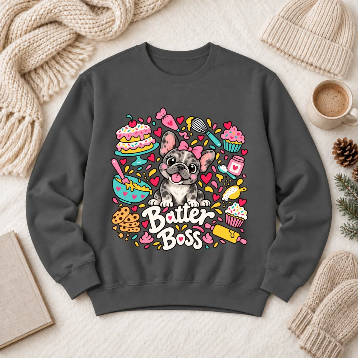 Custom Frenchie Baker Baking Unisex Sweatshirt Pepper