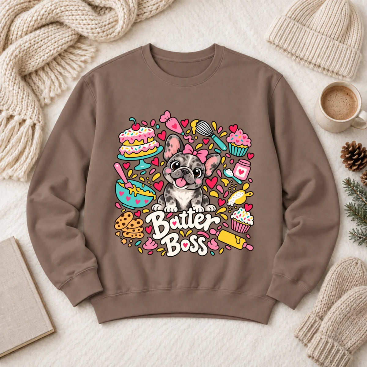 Custom Frenchie Baker Baking Unisex Sweatshirt Espresso