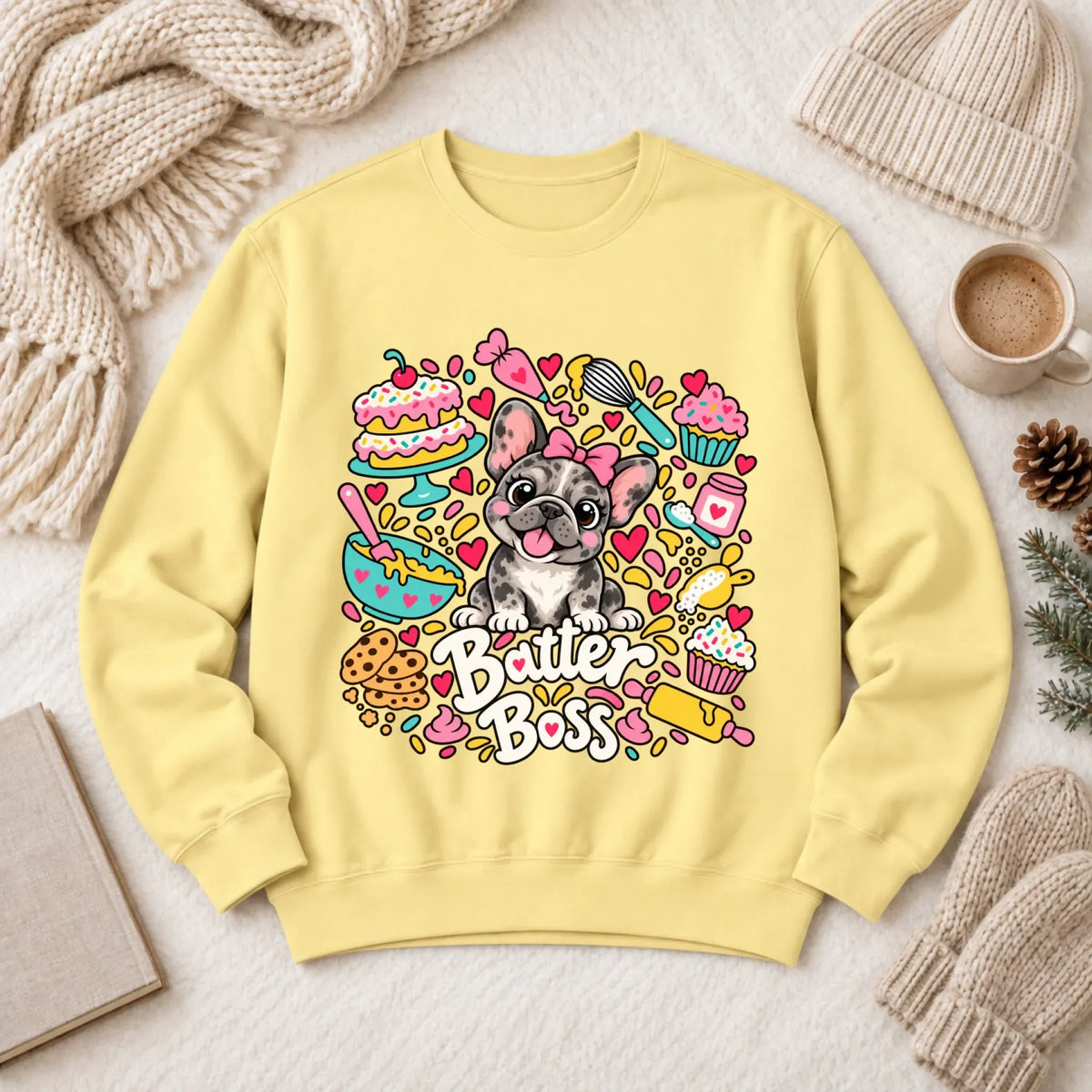 Custom Frenchie Baker Baking Unisex Sweatshirt Butter