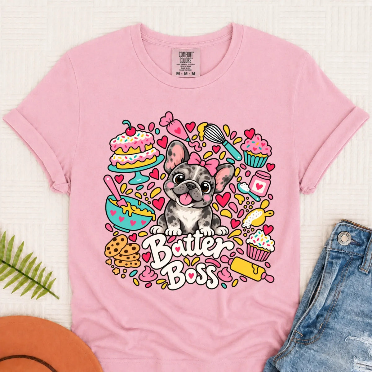 Custom Frenchie Baker Baking Unisex Tshirt Blossom