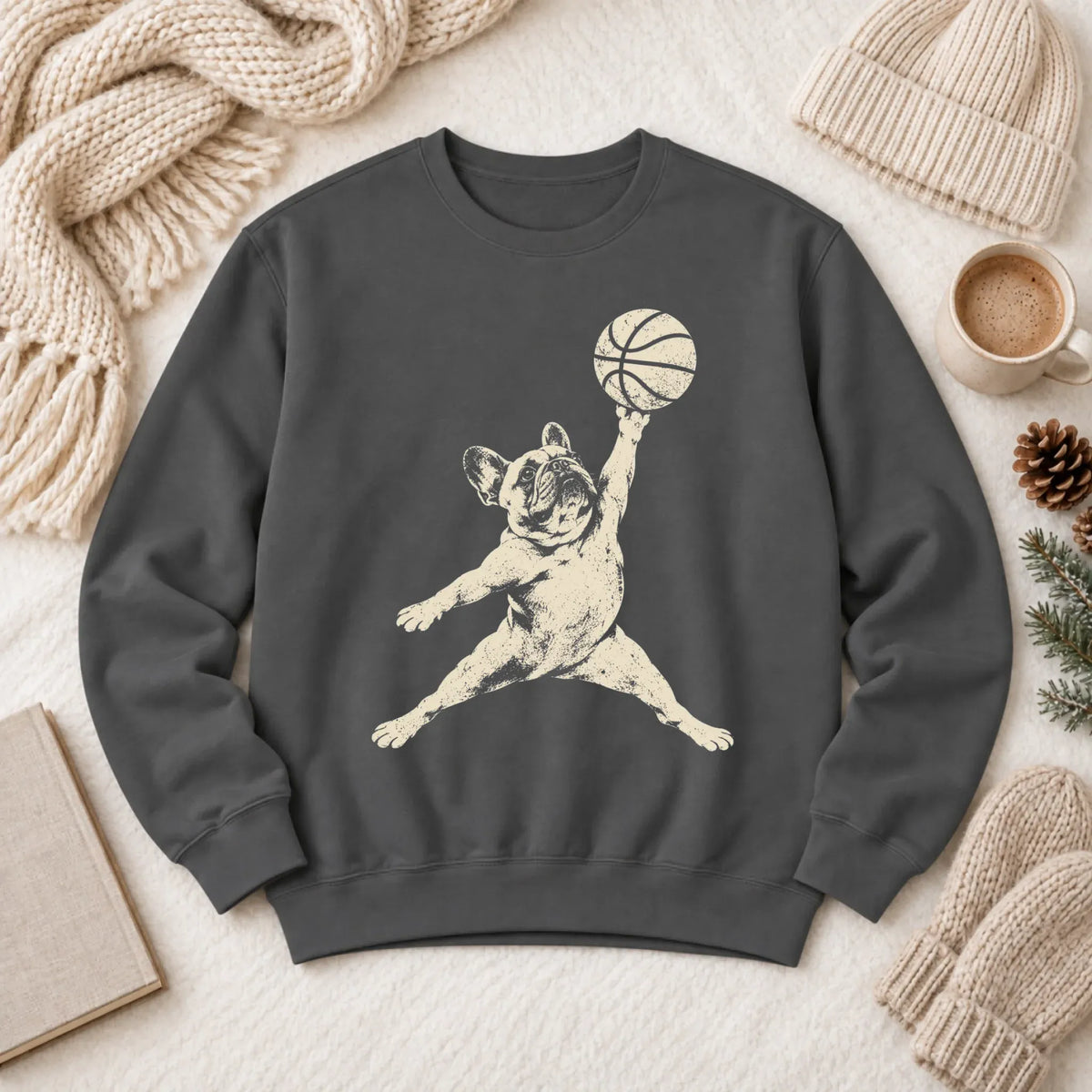 Sweatshirt Pepper / S Custom Frenchie Basketball Slam Dunk Unisex Sweatshirt