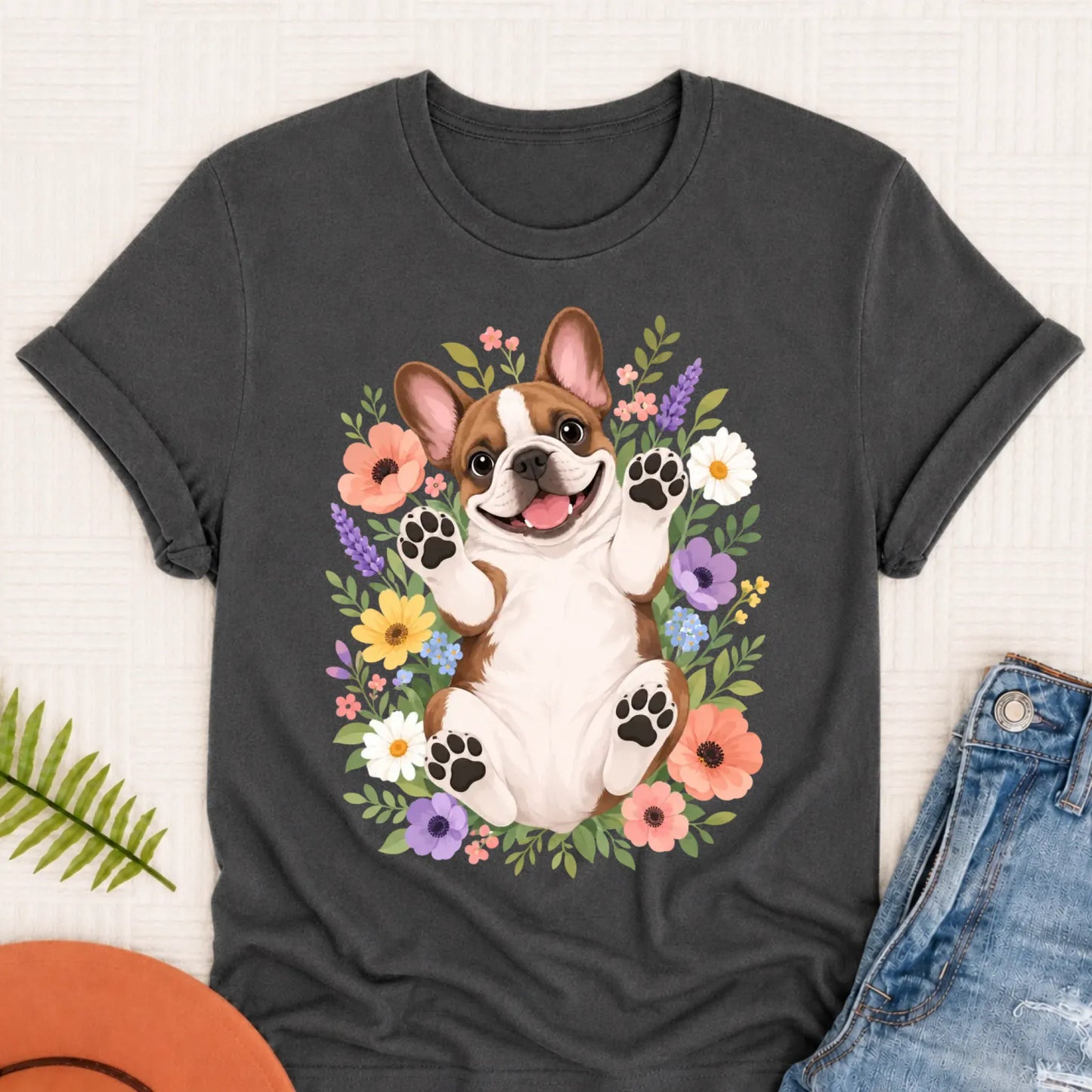 Custom Frenchie Belly Rubs Garden Unisext Tshirt Pepper