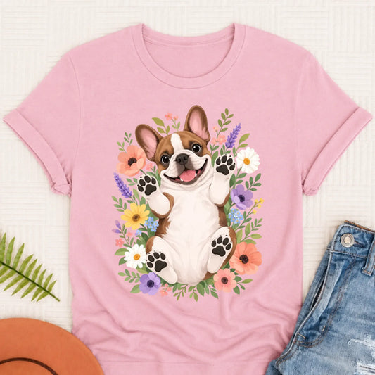 Custom Frenchie Belly Rubs Garden Unisext Tshirt Blossom
