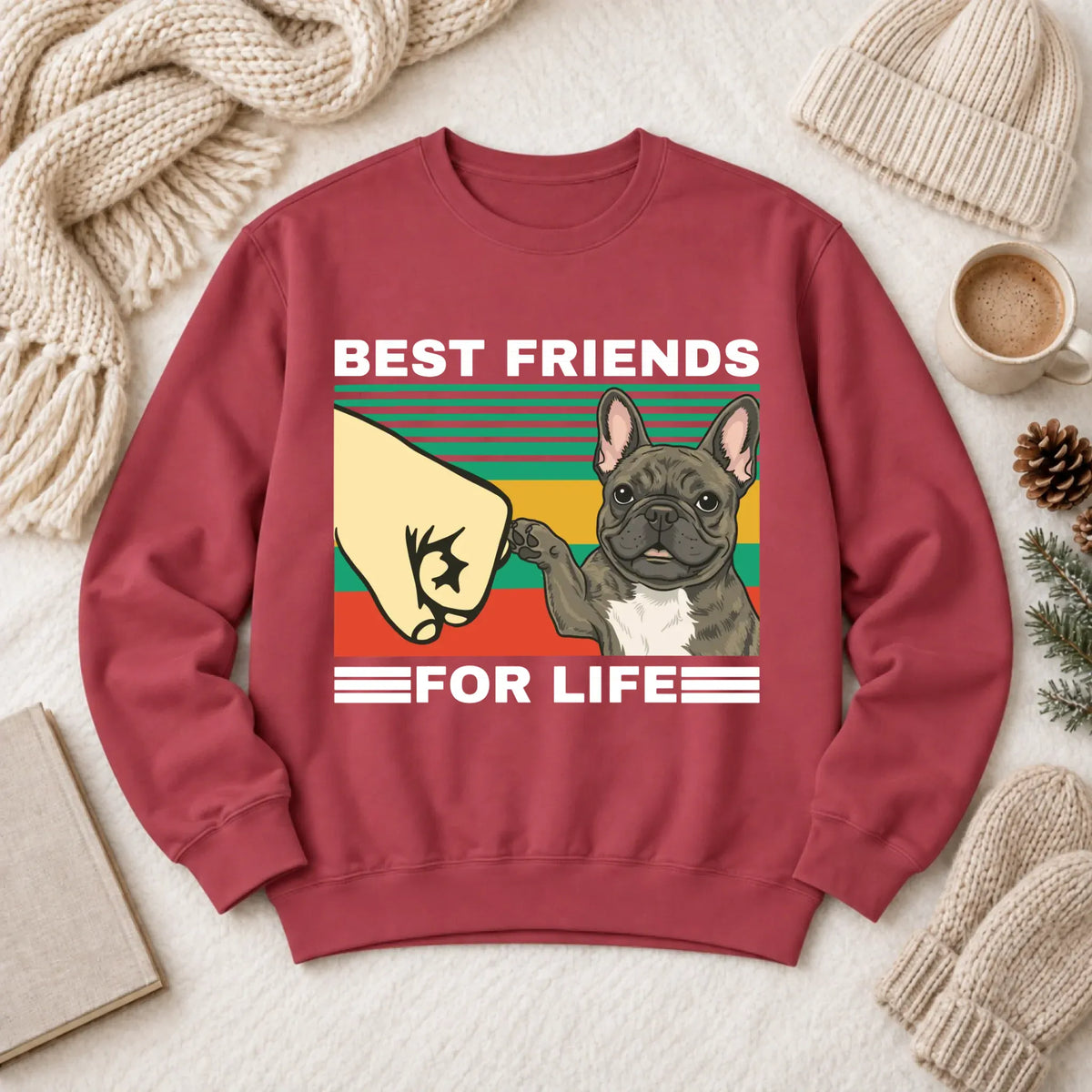 Customizer 1466 LW Sweatshirt Dark / Crimson / S Custom Frenchie Best Friends Unisex Sweatshirt