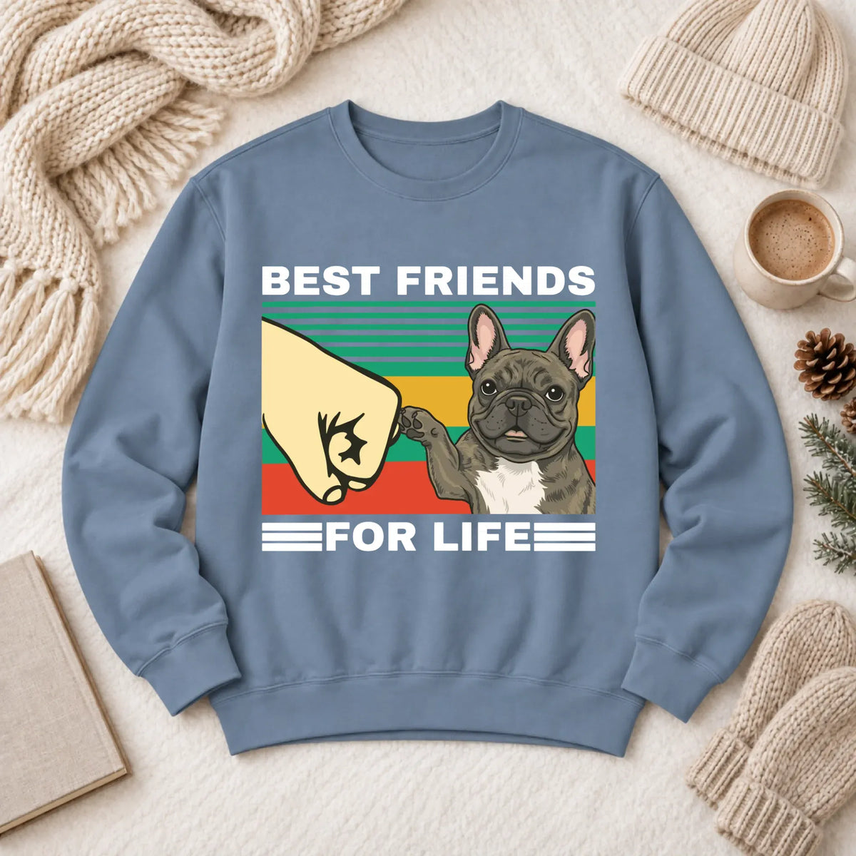 Customizer 1466 LW Sweatshirt Dark / Blue Jean / M Custom Frenchie Best Friends Unisex Sweatshirt