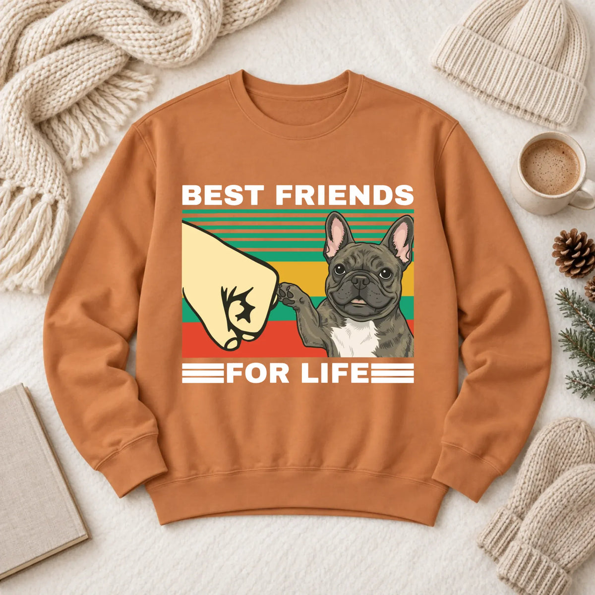 Customizer 1466 LW Sweatshirt Dark / Yam / S Custom Frenchie Best Friends Unisex Sweatshirt