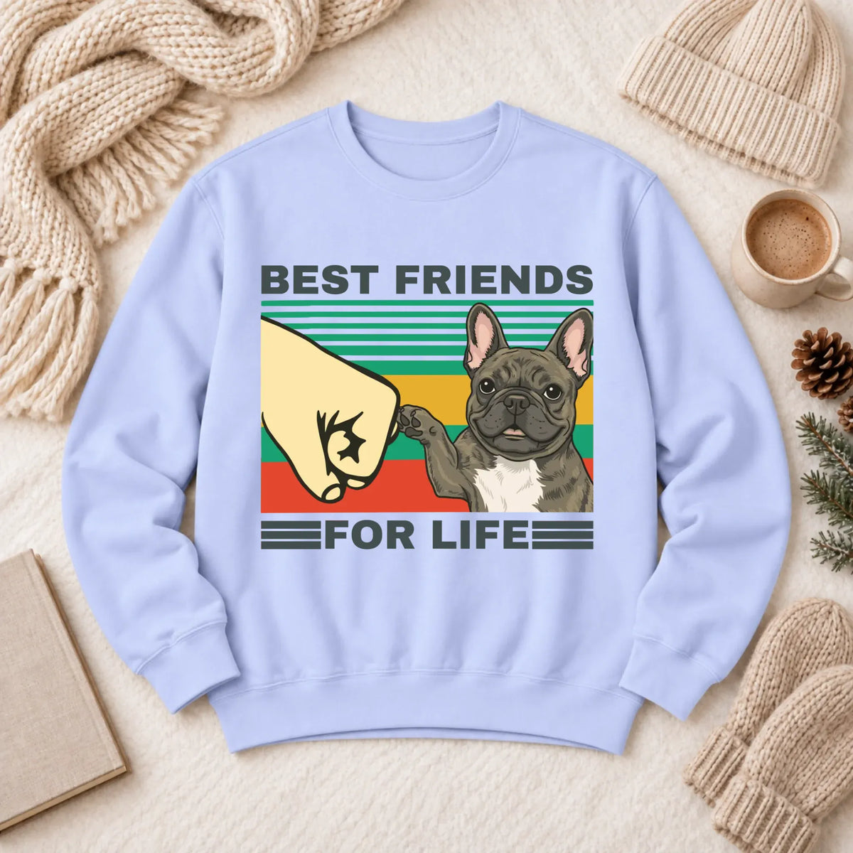 Customizer 1466 LW Sweatshirt Light / Hydrangea / S Custom Frenchie Best Friends Unisex Sweatshirt