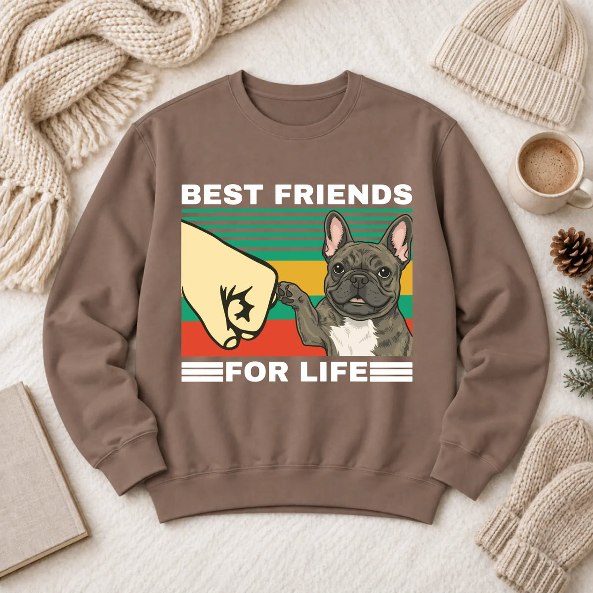 Customizer 1466 LW Sweatshirt Dark / Espresso / S Custom Frenchie Best Friends Unisex Sweatshirt