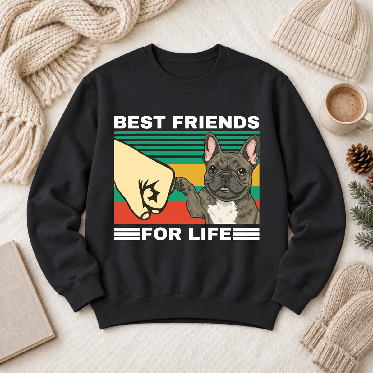 Customizer 1466 LW Sweatshirt Dark / Black / S Custom Frenchie Best Friends Unisex Sweatshirt