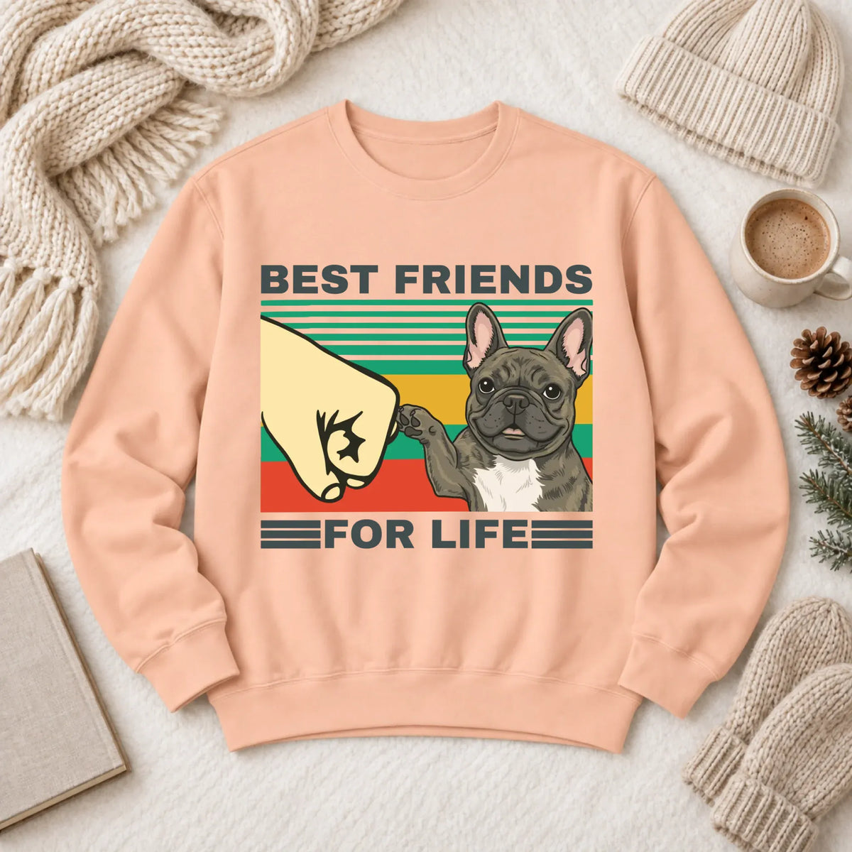 Customizer 1466 LW Sweatshirt Light / Peachy / S Custom Frenchie Best Friends Unisex Sweatshirt