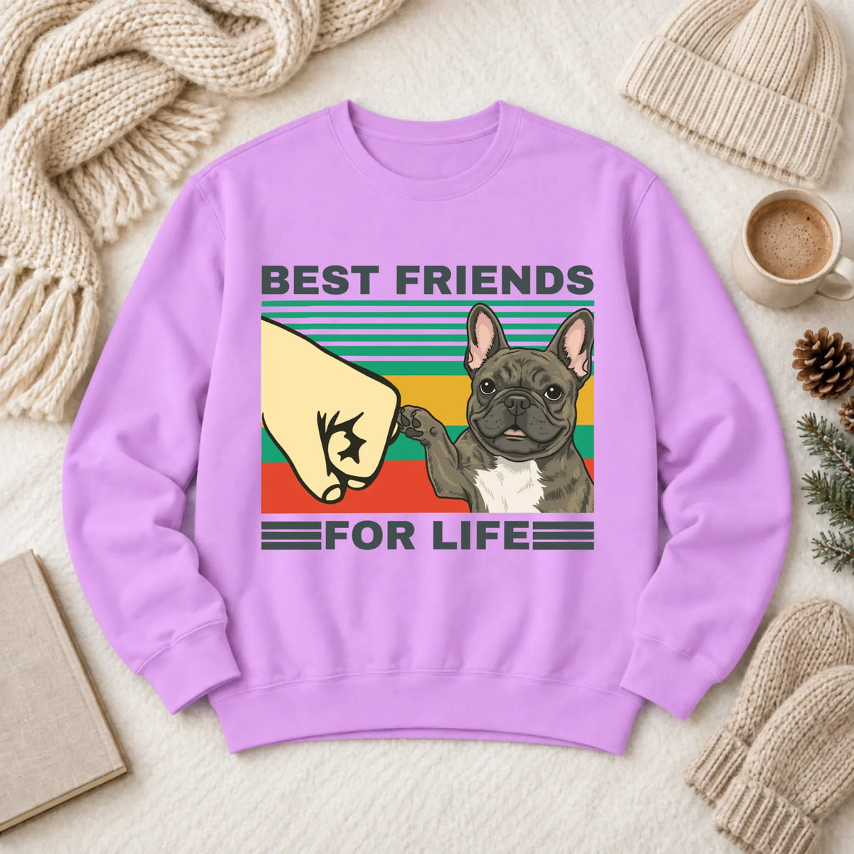 Customizer 1466 LW Sweatshirt Light / Neon Violet / S Custom Frenchie Best Friends Unisex Sweatshirt