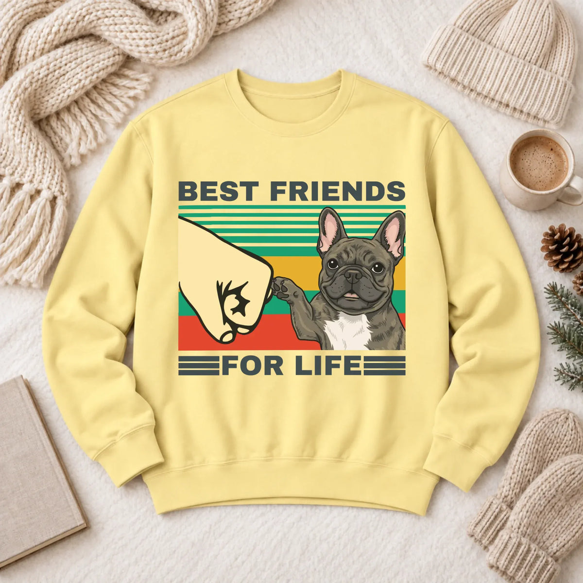 Customizer 1466 LW Sweatshirt Light / Butter / S Custom Frenchie Best Friends Unisex Sweatshirt