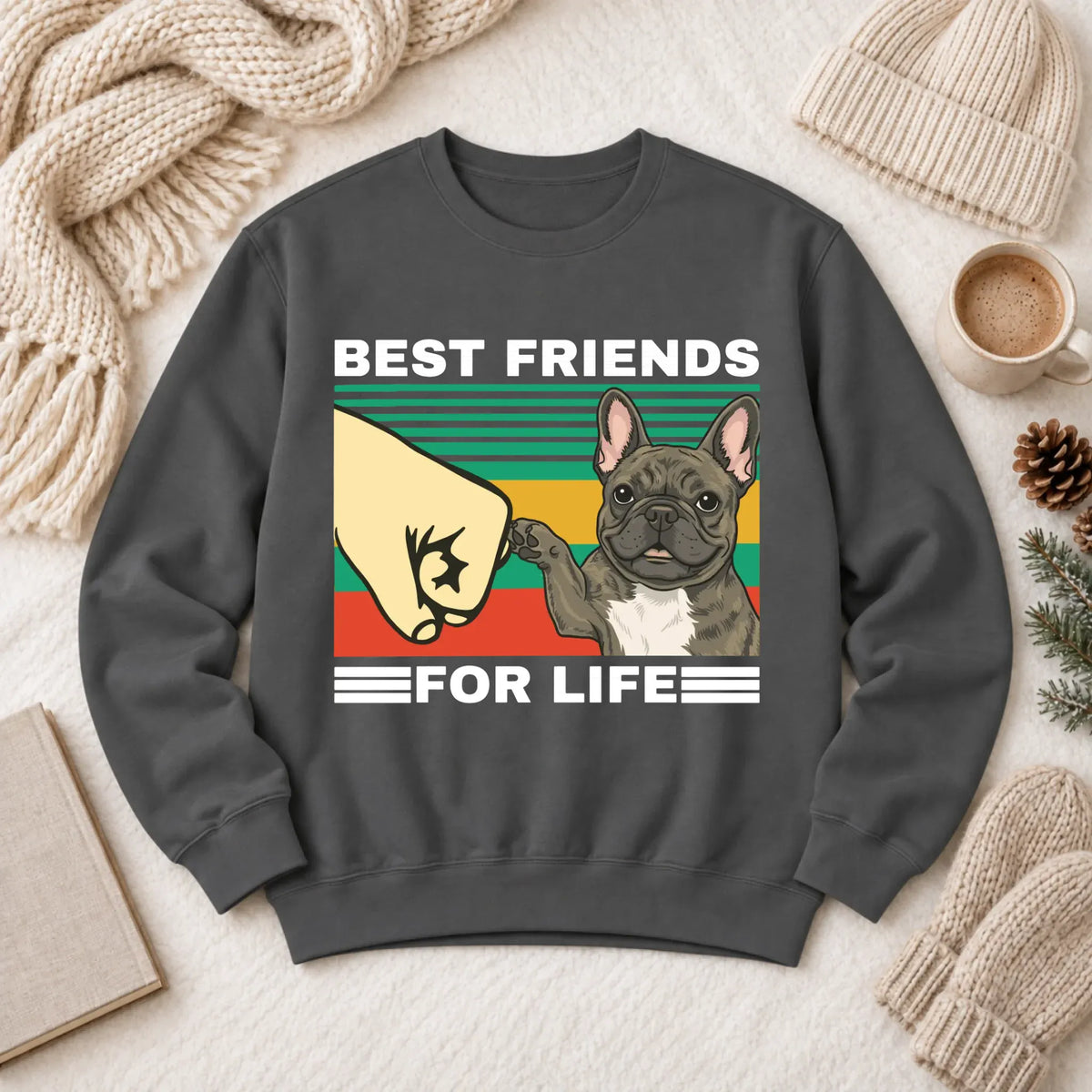 Customizer 1466 LW Sweatshirt Dark / Pepper / S Custom Frenchie Best Friends Unisex Sweatshirt