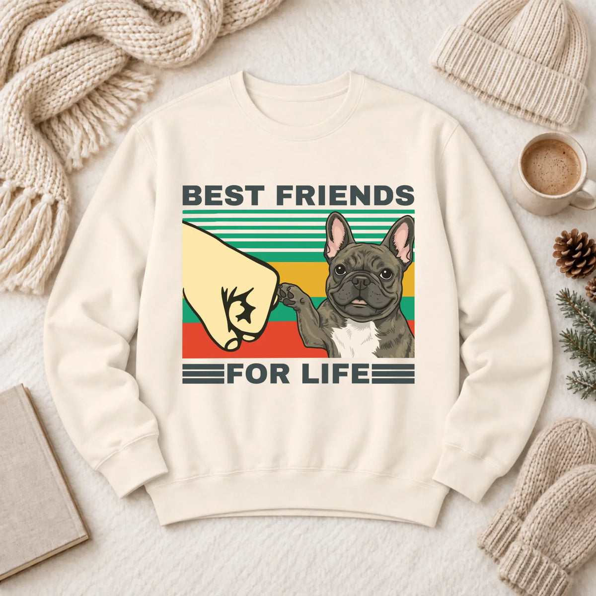 Customizer 1466 LW Sweatshirt Light / Ivory / S Custom Frenchie Best Friends Unisex Sweatshirt