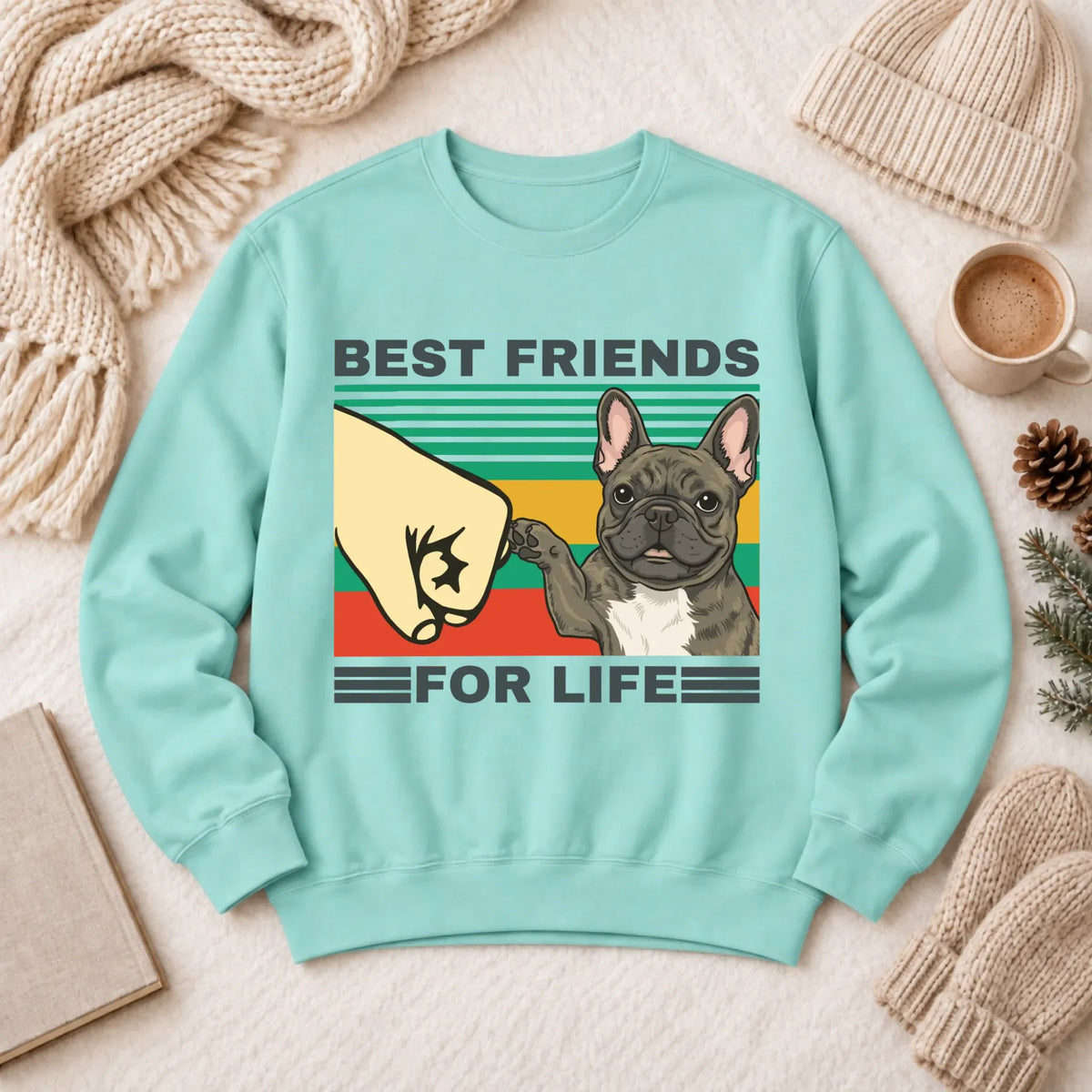 Customizer 1466 LW Sweatshirt Light / Chalky Mint / S Custom Frenchie Best Friends Unisex Sweatshirt