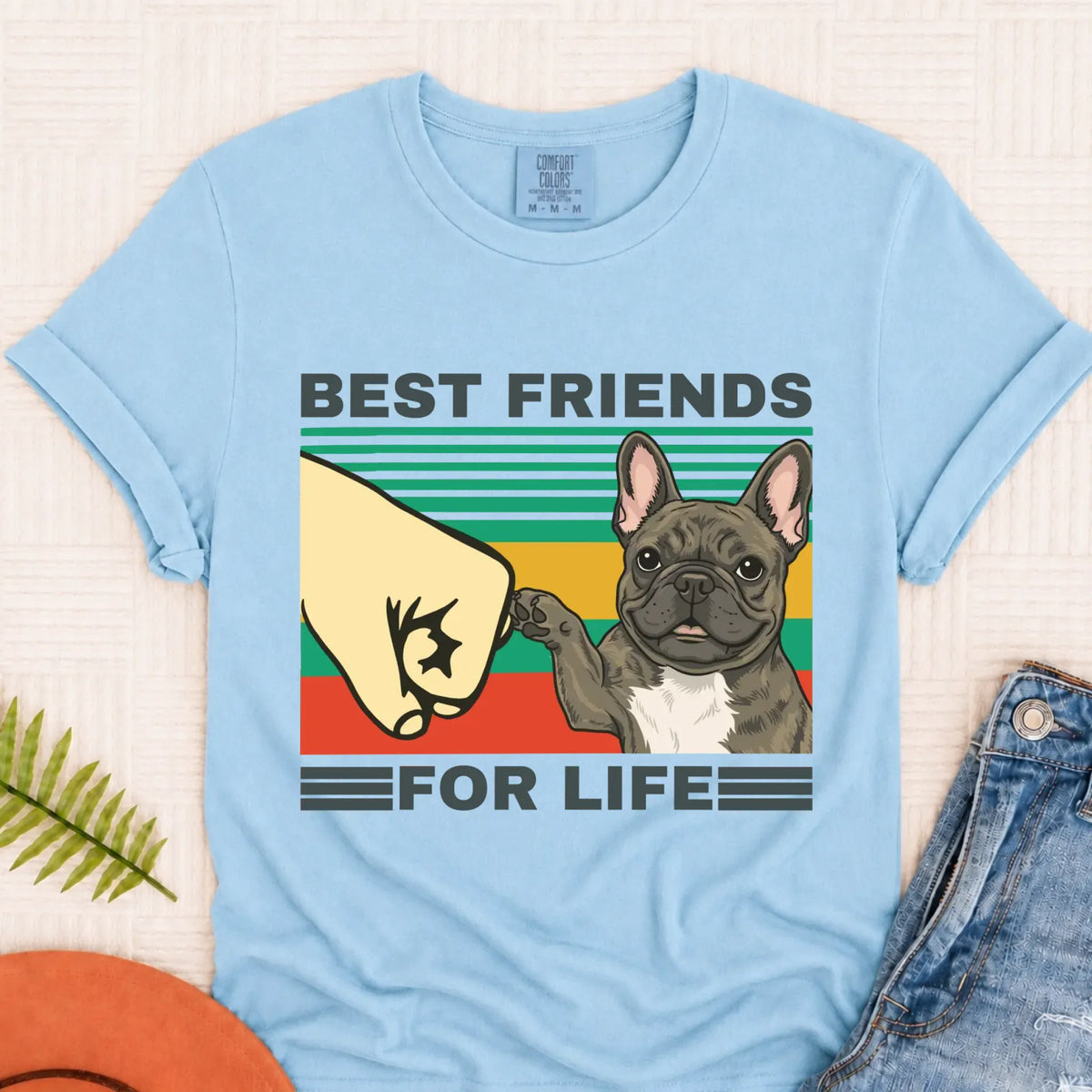 Customizer Monster Light 1717 / Chambray / S Custom Frenchie Best Friends Unisex Tshirt