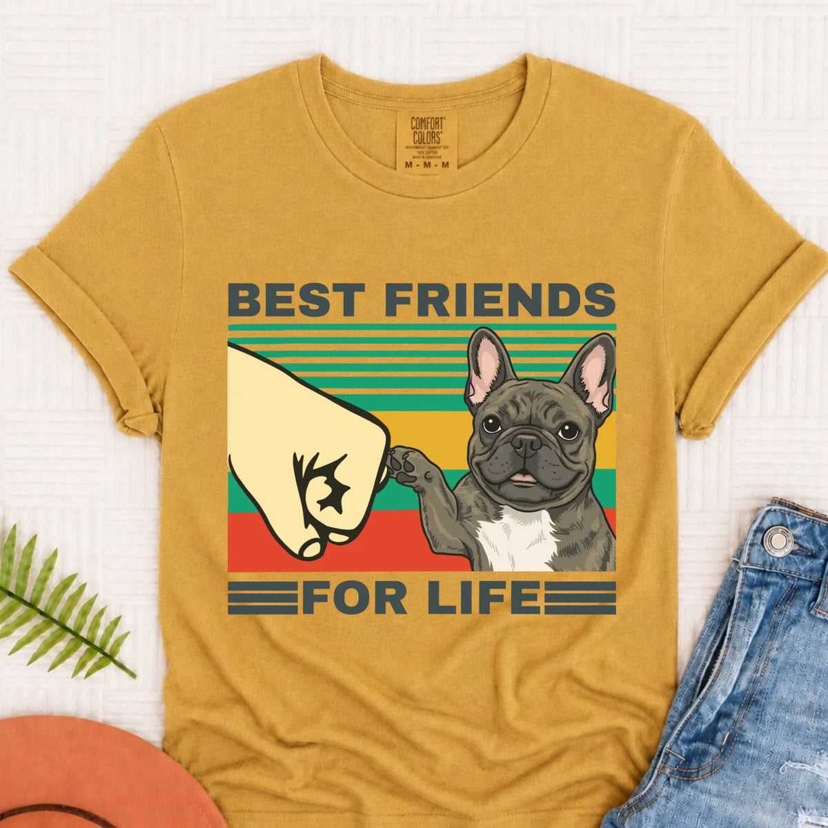 Customizer Monster Light 1717 / Mustard / S Custom Frenchie Best Friends Unisex Tshirt