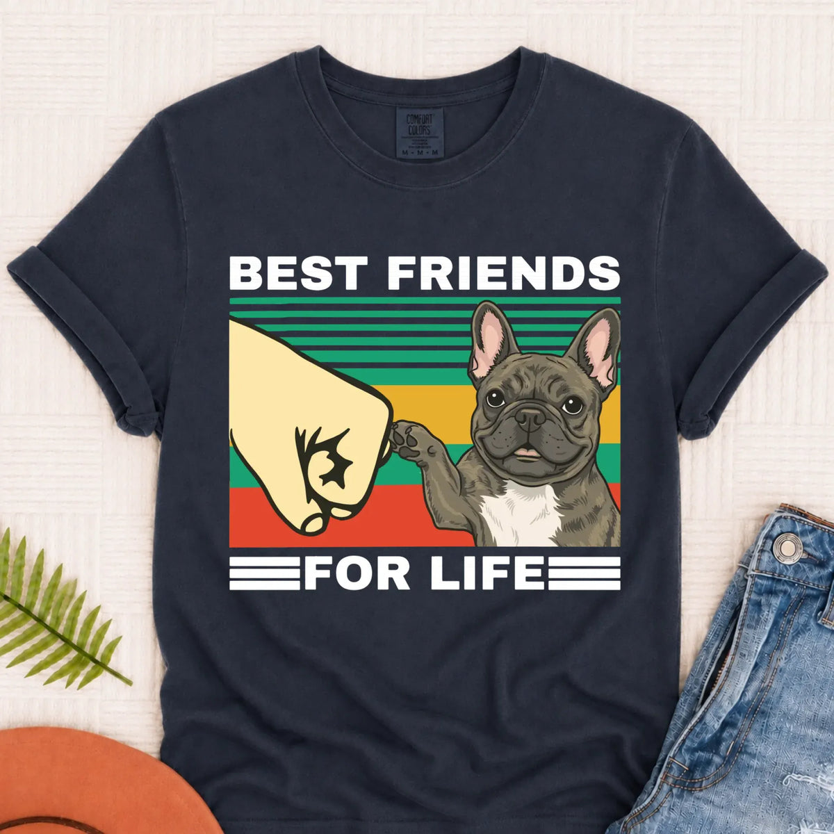 Customizer Monster Dark 1717 / Navy / S Custom Frenchie Best Friends Unisex Tshirt