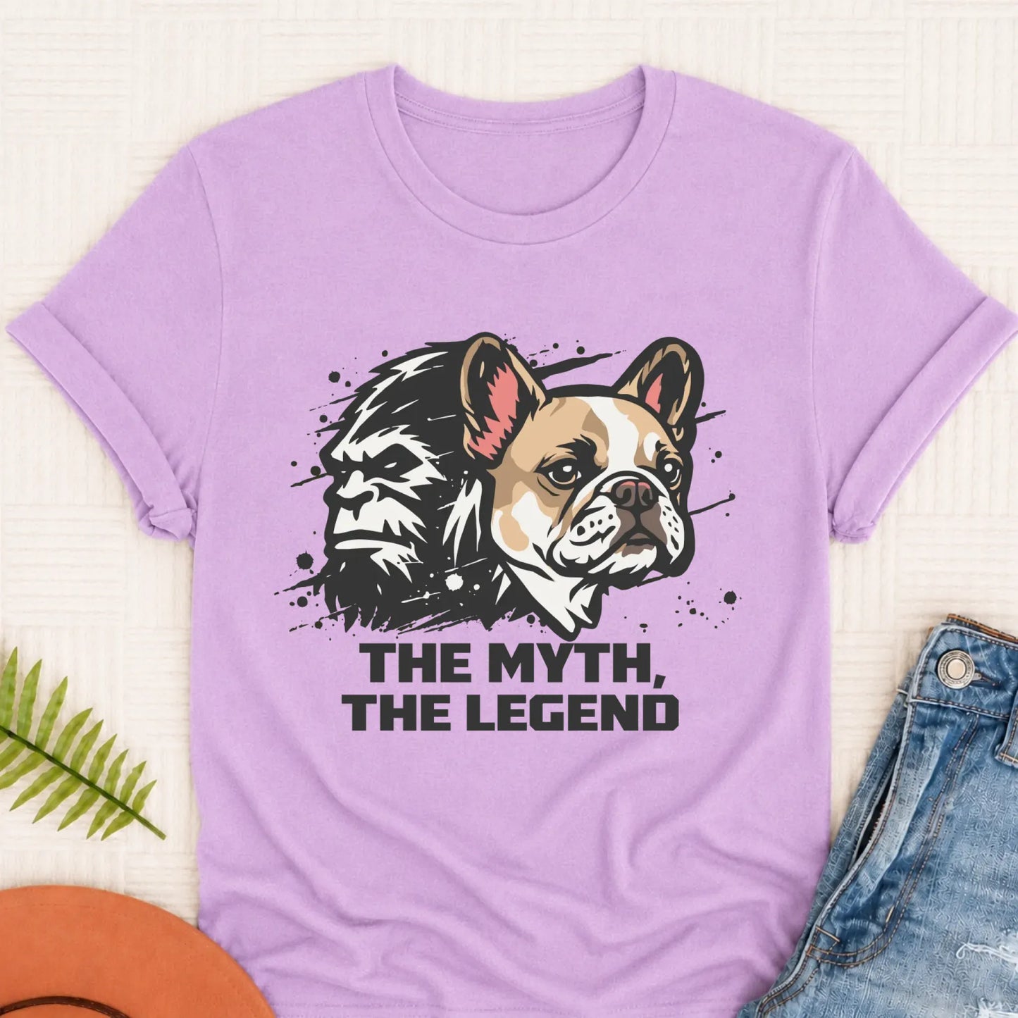 Custom Frenchie Bigfoot Myth Legend Unisex Shirt Orchid