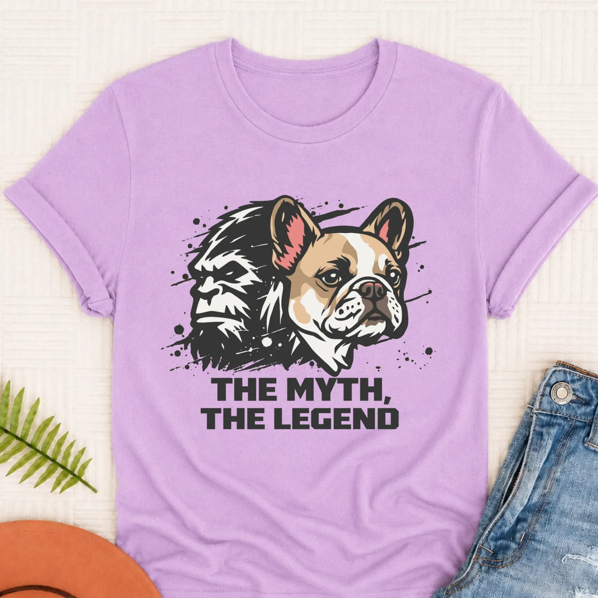 Custom Frenchie Bigfoot Myth Legend Unisex Shirt Orchid