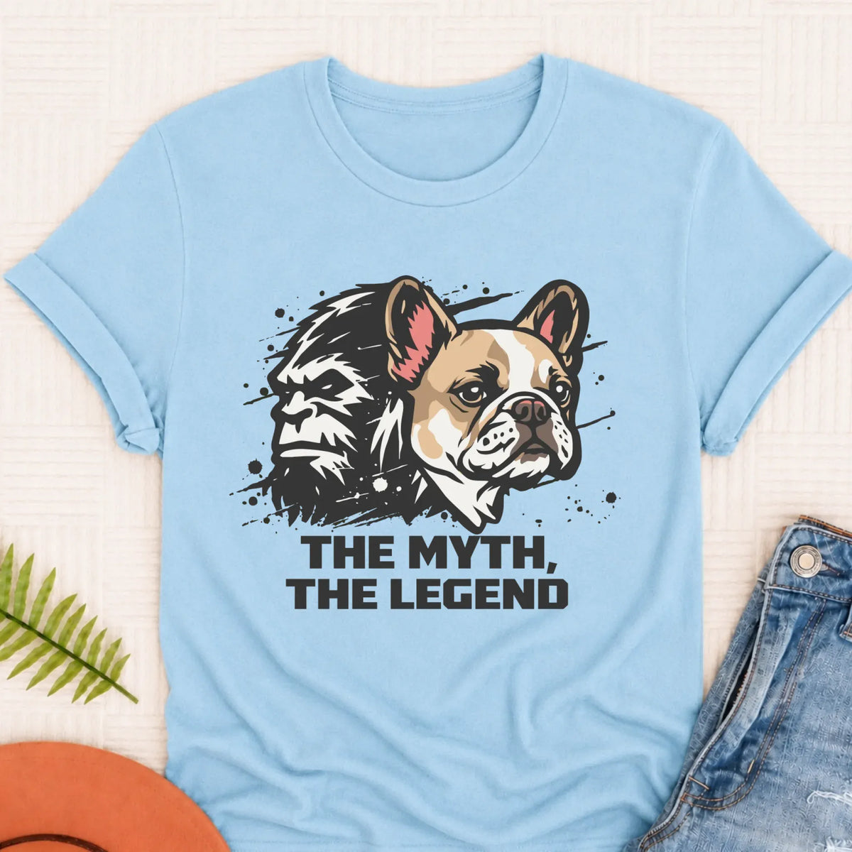 Custom Frenchie Bigfoot Myth Legend Unisex Shirt Chambray
